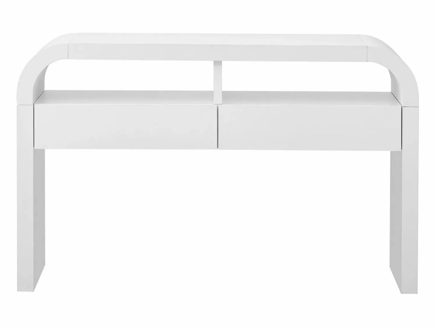 ModernLuxe Consola mesa 120x35,5x76,5cm - con 2 cajones - Esquinas redondeadas - estantes abiertos - MDF -
