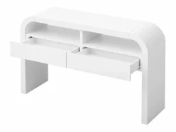 ModernLuxe Consola mesa 120x35,5x76,5cm - con 2 cajones - Esquinas redondeadas - estantes abiertos - MDF -