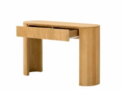 ModernLuxe Consola mesa 120x33x76cm - con 2 cajones - Esquinas redondeadas - MDF - Natural
