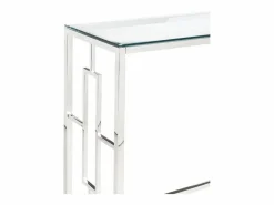 Hot Vente-unique Consola moderna de cristal templado y acero cromado. CLOTILDE Transparente / Plateado