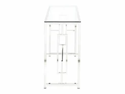 Hot Vente-unique Consola moderna de cristal templado y acero cromado. CLOTILDE Transparente / Plateado