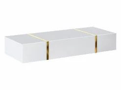 New Vente-unique Consola suspendida con 3 puertas - Blanco brillante y dorado - MARZIALO Blanco / Dorado