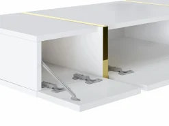 New Vente-unique Consola suspendida con 3 puertas - Blanco brillante y dorado - MARZIALO Blanco / Dorado