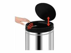 Online Helloshop26 Contenedor automático con sensor de acero inoxidable de 70 litros 02_0006063 Gris