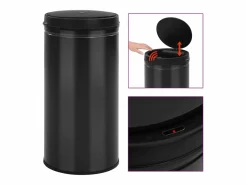 New Contenedor automático con sensor de 70 l acero al carbono negro 02_0043843 Cubo De Basura Para Cocina
