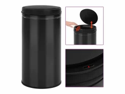 Helloshop26 Contenedor automático con sensor de 60 litros acero al carbono negro 02_0006038