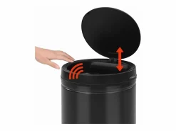 Helloshop26 Contenedor automático con sensor de 60 litros acero al carbono negro 02_0006038