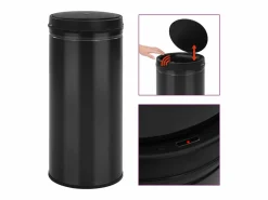 Best Contenedor automático con sensor de 80 litros acero al carbono negro 02_0006034 Cubo De Basura Para Cocina