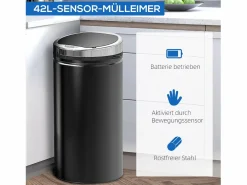 Contenedor sensorial de 42L, apertura automática, acero inoxidable, (30,5x30,5x68 cm)