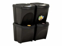 Discount Contenedores apilables 4 piezas antracita 100 litros 02_0006048 Cubo De Basura Para Cocina