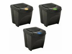Hot Helloshop26 Contenedores apilables 3 piezas antracita 75 L 02_0006079 Multicolor