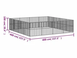 Hot Clicnbuy Corralito para perros con 16 paneles acero galvanizado Negro