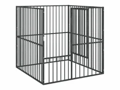 Online Clicnbuy Corralito para perros con 4 paneles acero galvanizado Negro