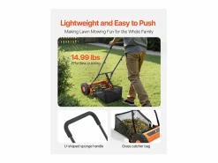 Cortacésped Manual SucceBuy, Ancho de Corte 40cm, Equipado con 5 Cuchillas de Acero, sin Motor, Altura de Corte Ajustable de 1.5 a 4.5 cm Cortacésped
