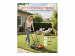 Cortacésped Manual SucceBuy, Ancho de Corte 40cm, Equipado con 5 Cuchillas de Acero, sin Motor, Altura de Corte Ajustable de 1.5 a 4.5 cm Cortacésped