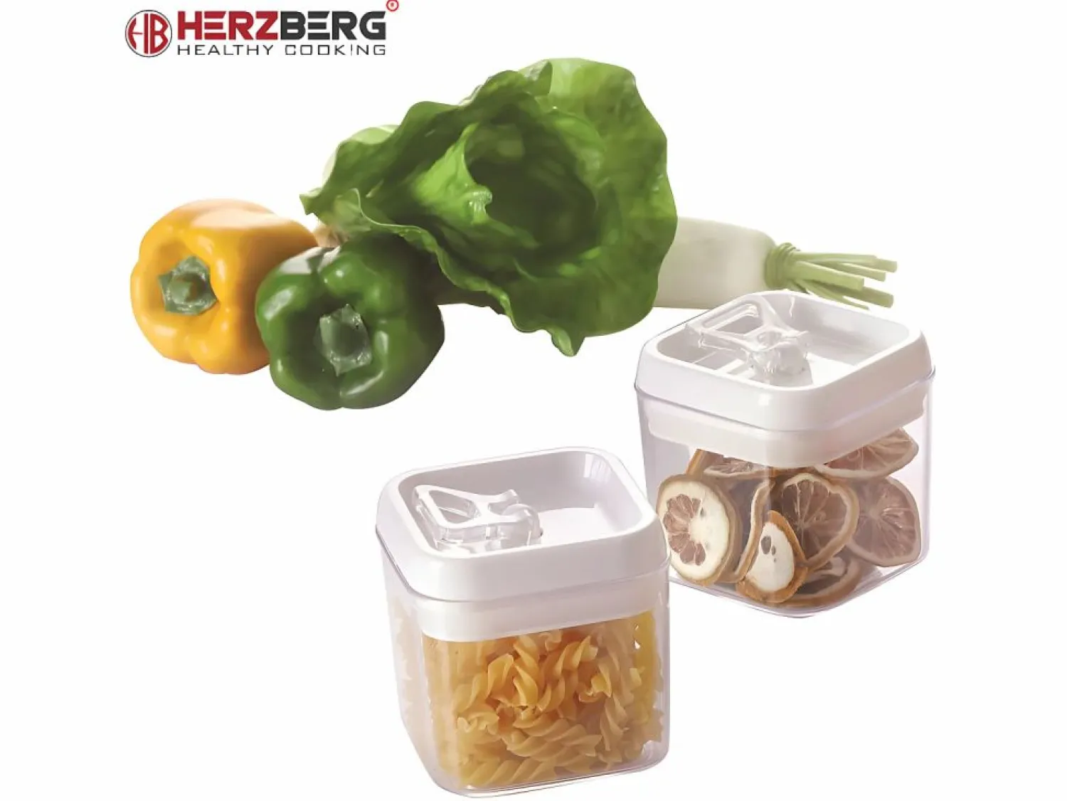 Hot Cortadora de verduras Herzberg HG-8032 con 6 cuchillas de acero inoxidable, bol de 600 ml y 2 recipientes herméticos sin BPA