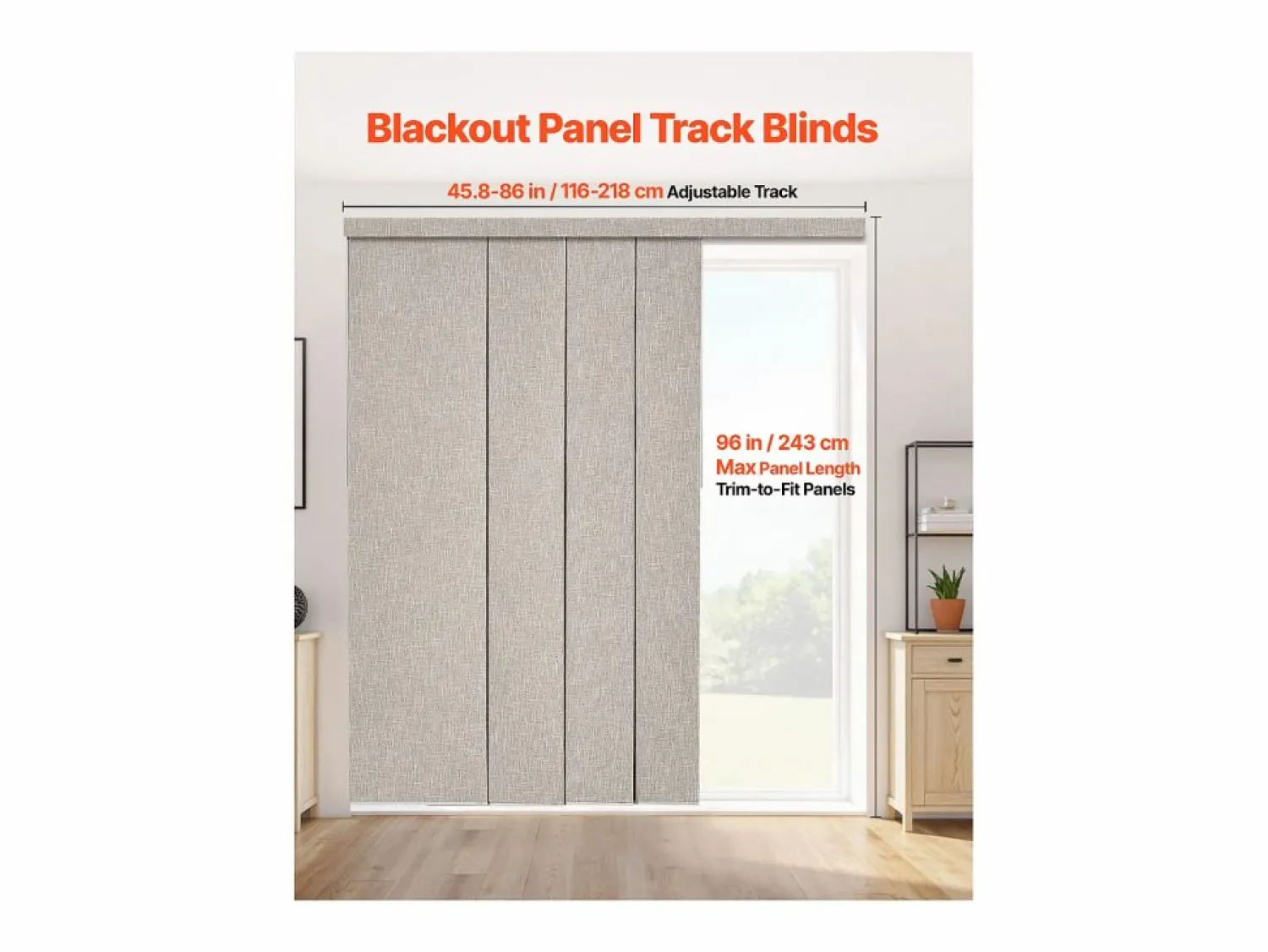 Online Cortina de Paneles SucceBuy Verticales en Carril 116-218 cm de Ancho, Paneles Japoneses Ajustables hasta 243 cm de Alto, Ideal para Puertas Correderas Marru00f3n
