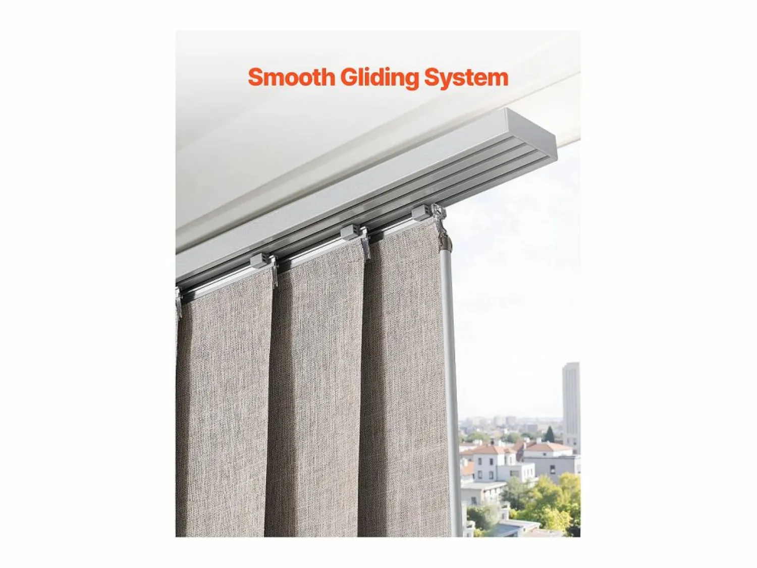 Online Cortina de Paneles SucceBuy Verticales en Carril 116-218 cm de Ancho, Paneles Japoneses Ajustables hasta 243 cm de Alto, Ideal para Puertas Correderas Marru00f3n