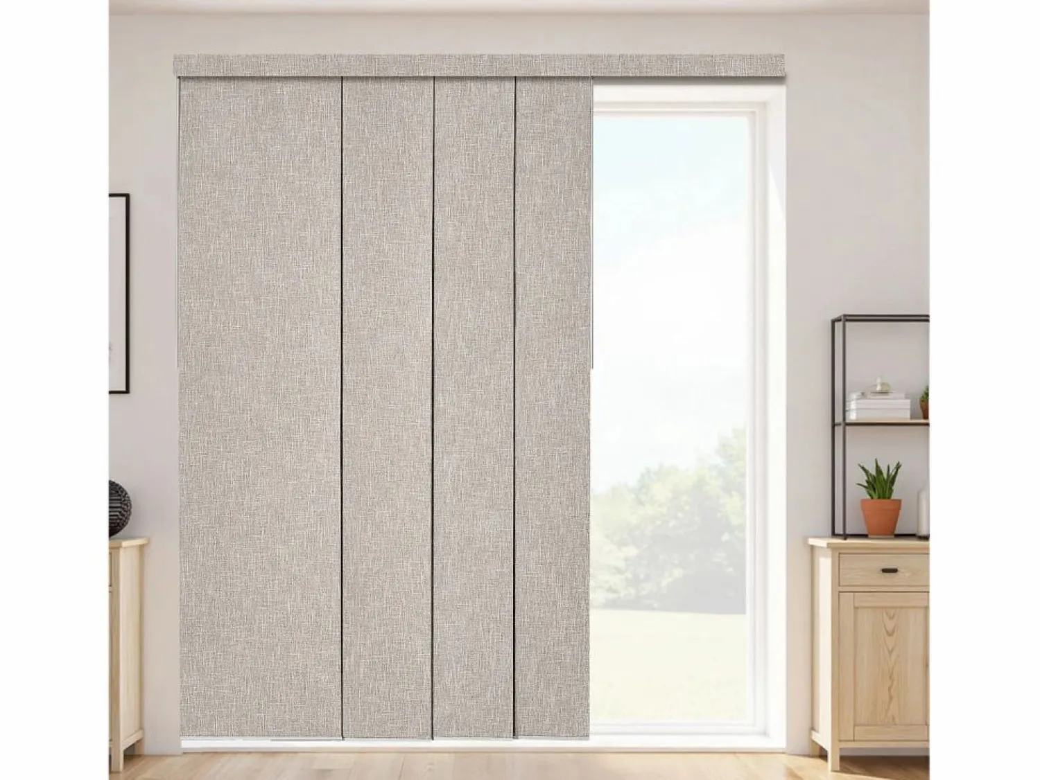 Online Cortina de Paneles SucceBuy Verticales en Carril 116-218 cm de Ancho, Paneles Japoneses Ajustables hasta 243 cm de Alto, Ideal para Puertas Correderas Marru00f3n