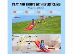Clearance Cúpula de Escalada SucceBuy, 2,4 m con Tobogán, Escalador con Cúpula Geométrica, Sala de Juegos para Niños de 3 a 9 Años Columpio