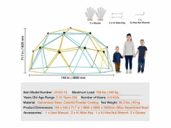 Outlet Cúpula de Escalada SucceBuy, 366 cm, Escalador con Cúpula Geométrica, Sala de Juegos para Niños de 3 a 10 Años
