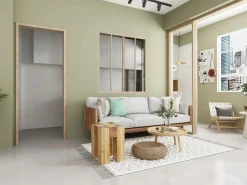 Outlet Cristalera corrediza de vidrio templado y aluminio natural claro 120 x 130 cm RAVENA Cristalera Interior