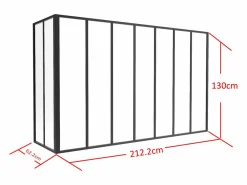 Cristalera de esquina de taller de aluminio termolacado - Ancho 210 x Prof. 60 x Alt. 130 - - BAYVIEW Cristalera Interior