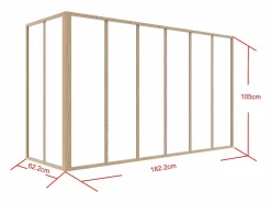 Vente-unique Cristalera de esquina de taller en aluminio termolacado - L180 x L60 x Alt. 105 - Natural claro - BAYVIEW