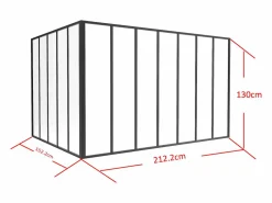 New Vente-unique Cristalera de esquina de taller de aluminio termolacado - Ancho 210 x Prof. 150 x Alt. 130 - - BAYVIEW Negro