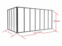 Outlet Cristalera de esquina de taller de aluminio termolacado - Ancho 210 x Prof. 210 x Alt. 105 - - BAYVIEW Cristalera Interior