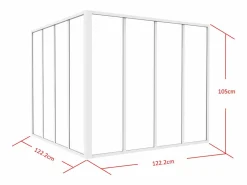 Vente-unique Cristalera de esquina de taller de aluminio termolacado - Ancho 210 x Prof. 60 x Alt. 130 - Negro - BAYVIEW