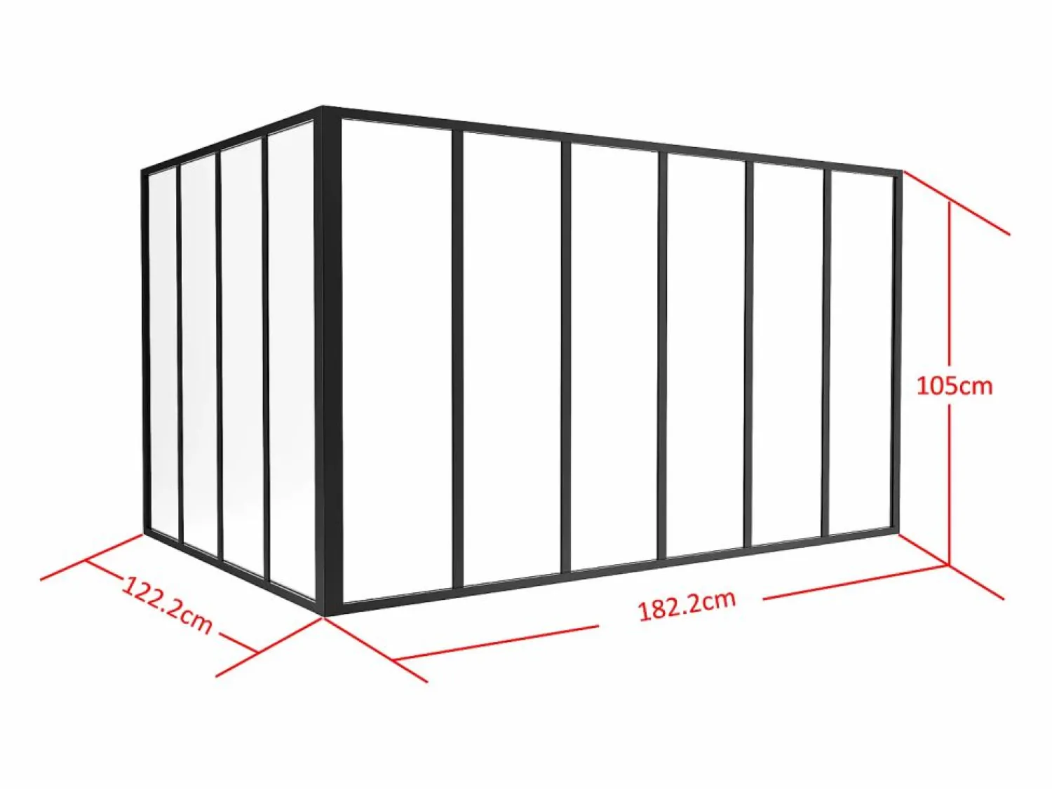 Clearance Vente-unique Cristalera de esquina de taller de aluminio termolacado - Ancho 210 x Prof. 150 x Alt. 130 - blanco - BAYVIEW Negro