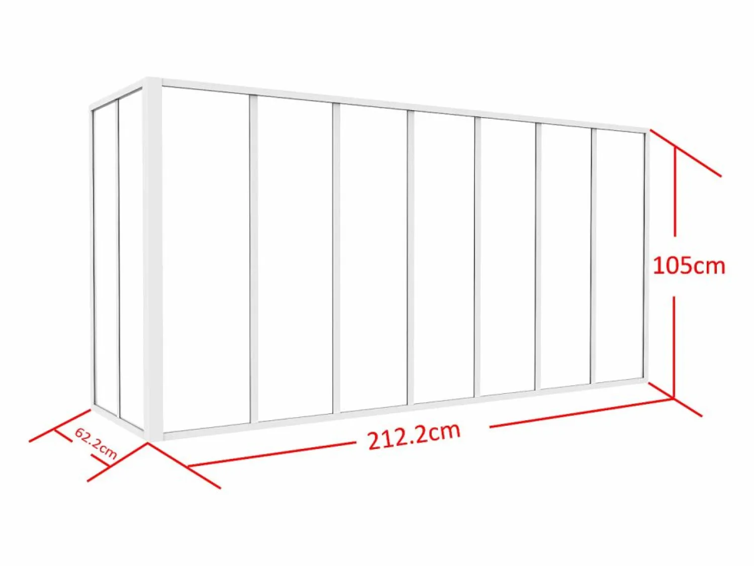 Vente-unique Cristalera de esquina de taller de aluminio termolacado - Ancho 210 x Prof. 60 x Alt. 105 - - BAYVIEW Blanco