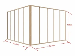 Vente-unique Cristalera de esquina de taller de aluminio termolacado 150 x 150 x 105 cm Natural claro BAYVIEW