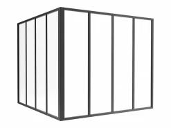Clearance Vente-unique Cristalera de esquina de aluminio termolacado - Ancho 150 x Prof. 150 x Alt. 130 - blanco - BAYVIEW Negro