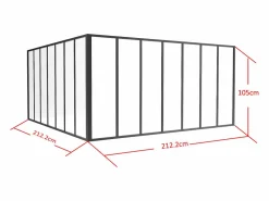 Vente-unique Cristalera de esquina de taller de aluminio termolacado - Ancho 210 x Prof. 210 x Alt. 105 - - BAYVIEW
