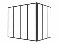 Outlet Vente-unique Cristalera de esquina de taller de aluminio lacado - L120 x L90 x Alt. 105 - - BAYVIEW Negro