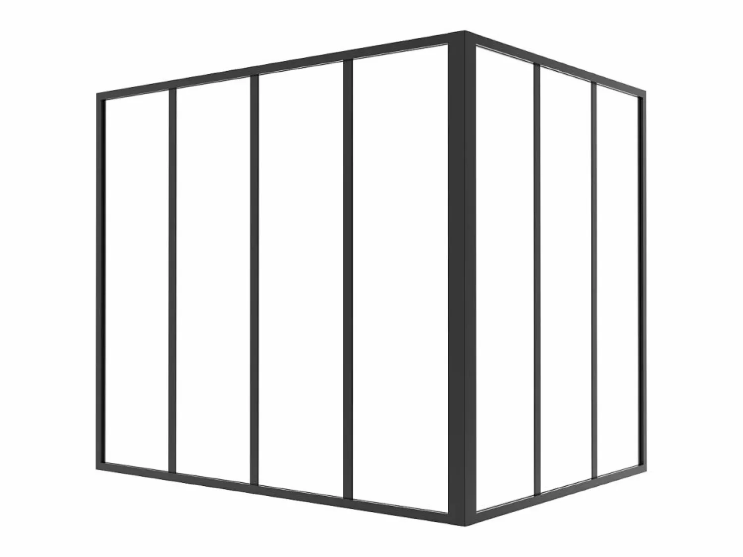 Outlet Vente-unique Cristalera de esquina de taller de aluminio lacado - L120 x L90 x Alt. 105 - - BAYVIEW Negro