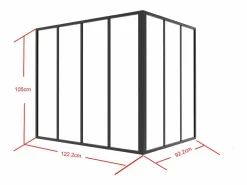 Outlet Vente-unique Cristalera de esquina de taller de aluminio lacado - L120 x L90 x Alt. 105 - - BAYVIEW Negro