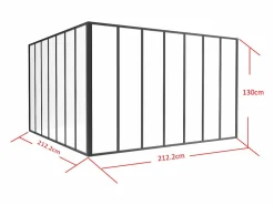 Vente-unique Cristalera de esquina de taller de aluminio termolacado - Ancho 210 x Prof. 210 x Alt. 130 - - BAYVIEW Negro