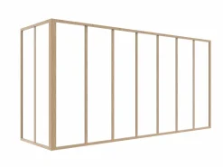 Cristalera de esquina de taller de aluminio termolacado - L210 x L60 x Alt. 105 - Natural claro - BAYVIEW Cristalera Interior