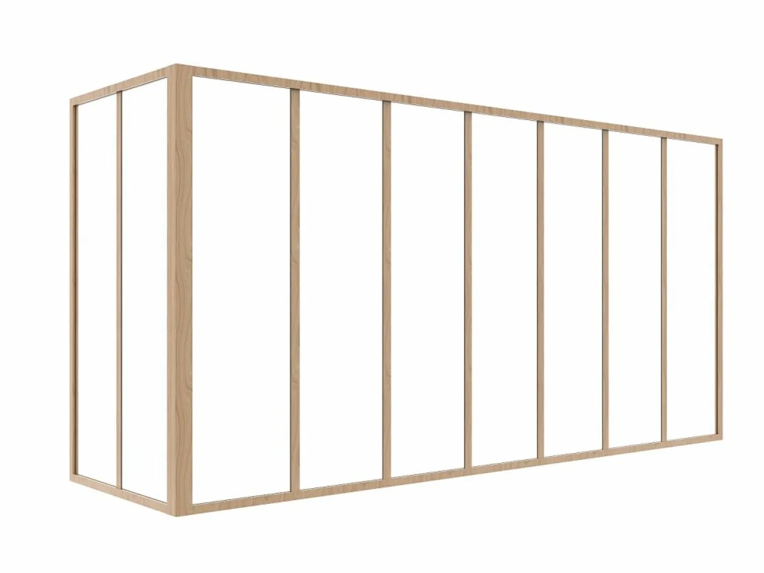 Cristalera de esquina de taller de aluminio termolacado - L210 x L60 x Alt. 105 - Natural claro - BAYVIEW Cristalera Interior