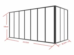Vente-unique Cristalera de esquina de taller de aluminio termolacado - L210 x L90 x Alt. 105 - - BAYVIEW