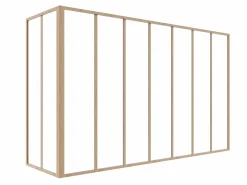 Sale Cristalera de esquina de taller de aluminio lacado - L180 x L60 x Alt. 130 - Natural claro - BAYVIEW Cristalera Interior