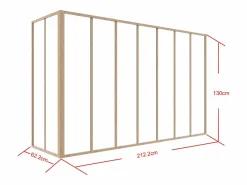 Sale Cristalera de esquina de taller de aluminio lacado - L180 x L60 x Alt. 130 - Natural claro - BAYVIEW Cristalera Interior