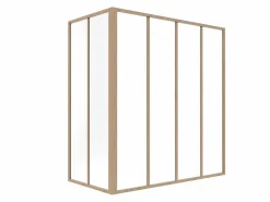 Clearance Vente-unique Cristalera de esquina de taller en aluminio termolacado - L120 x L60 x Alt. 130 - Natural claro - BAYVIEW Color natural claro
