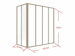 Clearance Vente-unique Cristalera de esquina de taller en aluminio termolacado - L120 x L60 x Alt. 130 - Natural claro - BAYVIEW Color natural claro