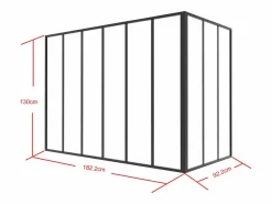 Sale Cristalera de esquina de taller de aluminio termolacado - L180 x L90 x Alt. 130 - - BAYVIEW Cristalera Interior