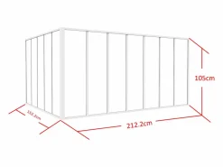 Best Cristalera de ángulo de taller de aluminio termolacado - Ancho 210 x Prof. 150 x Alt. 105 - - BAYVIEW Cristalera Interior