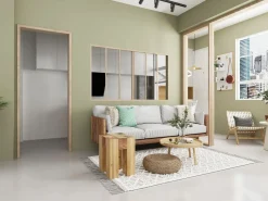 Vente-unique Cristalera deslizante de vidrio templado y aluminio natural claro 180x105 cm RAVENA